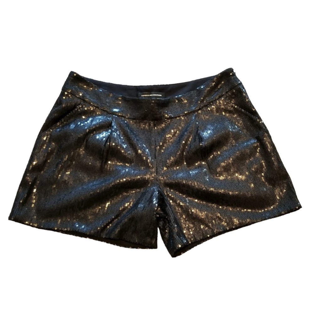 Express Black Sequin Shorts, Size 2